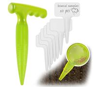 panemy 1Pcs Plantoir à Bulbes avec Pointe, Plantoir a Bulbe Jardinage, Outil Plantoir à Bulbes avec Mesure, 1 Jardinière + 10 Étiquettes - Outil Idéal pour Planter pour Fleurs, Oignons, Semis
