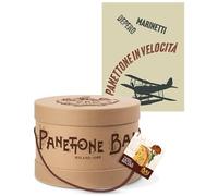 Panettone Baj Cappelliera avec livre "Panettone en vitesse" de Depero et Marinetti, la cuisine futuriste et la Confetteria Baj