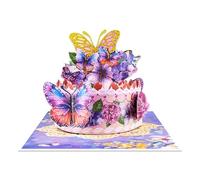 PANFHGFG Carte de vœux de gâteau papillon rayé Popup unique, carte en papier faite à la main avec enveloppe pour cartes d ' invitation de célébration et de festivités
