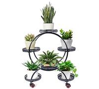 panfudongk Étagère à plantes en métal - Noir - Avec roulettes - Pour 6 pots de fleurs - Pour le salon - Balcon d'angle