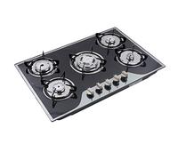 Panfudongk Réchaud à gaz | Plaque de cuisson à 5 flammes | Four encastré | Réchaud à gaz en verre | Allumage automatique | Convertible | Facile à nettoyer