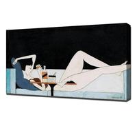 Pang Xunqin Girl on the Couch 1930 Impression sur toile sur cadre en bois Décoration murale