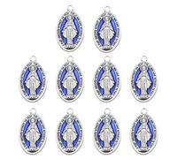 PANGBOER 10 pièces rétro béni vierge pendentif ovale médaille pendentif à breloque pour chaîne collier ou chapelet bijoux catholiques