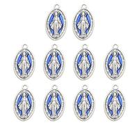 PANGBOER 10 pièces rétro béni vierge pendentif ovale médaille pendentif à breloque pour chaîne collier ou chapelet bijoux catholiques