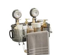 PANGBOER Boîte de rangement murale de salle de bain avec porte-serviettes en ABS à forte aspiration pour organisateur de douche, boîte de rangement amovible, ventouse antidérapante pour zones humides