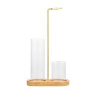 PANGBOER Brûleur d'encens 2 en 1 avec récupérateur de cendres en verre amovible Base en bois Support pour décoration de maison, brûleurs de méditations