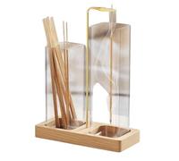 PANGBOER Brûleur d'encens 2 en 1 avec récupérateur de cendres en verre amovible Base en bois Support pour décoration de maison, brûleurs de méditations