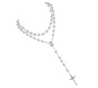 PANGBOER Chapelet Perles Croix Collier Catholique avec Crucifix Miracles Médailles Première Communion Cadeau Prière, One Size, Comme décrit, Comme décrit.