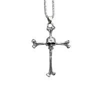 PANGBOER Collier pendentif croix gothique pour hommes croyance religieuse Punk Hip Hop Halloween crâne colliers ras du cou bijoux hommes colliers argent