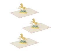 PANGBOER Élégante carte de vœux pop-up 3D représentant un cheval au galop symbolisant le succès - Carte de vœux pour fêtes festives - Motifs pop-up - Symbole de succès