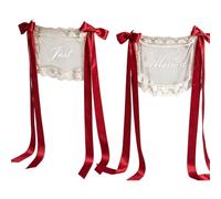 PANGBOER Ensemble de 2 Styles de Dossier de Chaise de Banquet avec Panneaux en Dentelle, Centre Transparent Doux et Rubans de pour scènes de Photos de Mariage, décoration de Dossier de Chaise en de