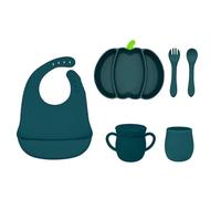 PANGBOER Ensemble de vaisselle en forme de citrouille d'Halloween pour assiette d'alimentation portable en silicone avec ventouse