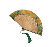 PANGBOER Han Fus Éventail pliable en tissu avec cadre en bambou pour danse, cosplay, fête de mariage