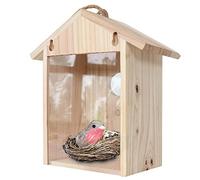 PANGBOER Nichoir à oiseaux en bois naturel avec ventouses pour décoration de jardin pinsons, maisons d'oiseaux bleus pour extérieur, kits de peinture