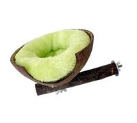 PANGBOER Nid de perchoir multifonction en coquille de noix de coco pour perroquets, perruches, nettoyage simple, accessoires de cage à oiseaux, perchoir de repos