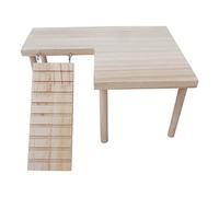 PANGBOER Plateforme en bois naturel pour hamster avec pieds, support en bois naturel pour terrain de jeu avec échelle d'escalade, jouet à mâcher pour hamsters nains