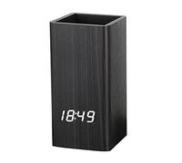 PANGBOER Porte-stylo numérique en bois à commande vocale avec réveil pour bureau créatif d'étudiant alimenté par USB/piles LED Organisateur de crayons pour la maison Organiseur de crayons LED