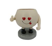 PANGBOER Pot de fleurs en résine avec visage souriant - Pour intérieur et extérieur - Design unique - Figurine debout