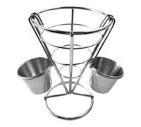 PANGBOER Récipient à frites en fer en forme de cône - Panier en fil métallique avec tasse à sauce pour servir des aliments et des collations