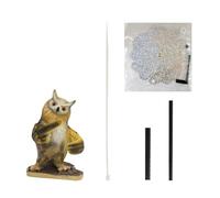 PANGBOER Statue de jardin en forme de chouette tenant un moulin à vent - Décoration pour intérieur ou extérieur - Décoration de jardin - Statue de hibou