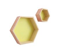 PANGBOER Support hexagonal en bois pour parents, collègues et voisins pour Noël, Thanksgiving et autres vacances, étagère hexagonale en bois, bleu, blanc, jaune