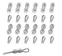 pangdapengpeng 24 Pièces Serre Cable Inox, 12 Pinces de Câble Duplex Clips M3 & Cosse Coeur M3 pour Cable Acier, Cordes à Linge, Accessoires de Store (M3)