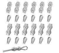 pangdapengpeng 24 Pièces Serre Cable Inox, 12 Pinces de Câble Duplex Clips M4 & Cosse Coeur M4 pour Cable Acier, Cordes à Linge, Accessoires de Store (M4)