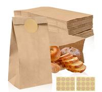 pangdapengpeng Lot de 200 Pochette Cadeau, 18 x 9 x 5,5 cm Sac Kraft Petit Format avec Autocollants, Sachet Bonbon Paques pour Le Bricolage, les Cadeaux de Fête, Les Biscuits, Les Bonbons (200)