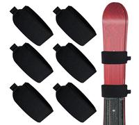 pangdapengpeng Lot de 6 Sangles de Ski RéGlables, 48x5cm Fixation Ski, Polyvalentes Sangles de Ski Bande de Fixation avec Coussinets de Protection EVA pour Skis, BâTons, ÉQuipement de Ski (Noir)