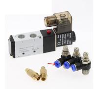 Pangocho Électrovanne électrique pneumatique 5 voies 2 positions contrôle Air gaz vanne magnétique 12V 24V 220V bobine Volt 4mm-12mm raccords de tuyau(SL 4mm Adjust,DC12)