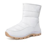 Pangolin Bottes de Neige Femme Après-Ski Mi-Mollet Chaudes Doublées - Tige Déperlante Anti-Froid - Semelle Antidérapante Crantée - Chaussures d’Hiver Confortables Blanc 40 EU