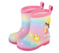 Pangolin Bottes de Pluie Enfant Fille Garçon, Bottes Imperméables Mi-Hautes avec Tirant Arrière, Bottes de Jardin et de Flaques pour Maternelle École Extérieur Rose-A 29 EU