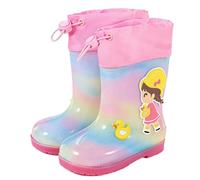 Pangolin Bottes de Pluie Enfant Imperméables, Bottes de Pluie Fille Garçon avec Cordon de Serrage, Semelle Antidérapante, Bottes de Jardin et de Marche pour Jours de Pluie Rose-A 33 EU