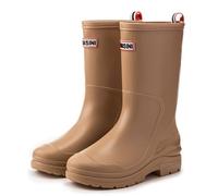 Pangolin Bottes de Pluie Femme Mi-Mollet Imperméables, Bottes Caoutchouc/PVC Antidérapantes, Col Rembourré & Anse Arrière, pour Jardinage, Promenade, Camping Marron 39 EU