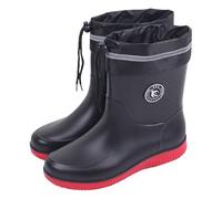 Pangolin Bottes de Pluie Imperméables Femme Homme, Bottines de Pluie en Caoutchouc/PVC Antidérapantes avec Cordon de Serrage, Bottes Jardin Pêche Travail Camping Noir-Rouge 48 EU
