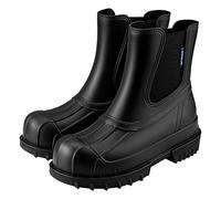 Pangolin Bottines de Pluie Femme Chelsea en PVC Imperméable avec Élastiques Latéraux Semelle Crantée Épaisse Bout Renforcé Chaussures de Pluie pour Ville Jardin Promenade Noir 41 EU