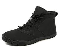 Pangolin Chaussures Hiver Barefoot Fourrées Homme Femme, Bottines Minimalistes Déperlantes Antidérapantes, Chaussures de Randonnée Souples avec Lacets Élastiques, Bottes Neige Outdoor Noir 37 EU