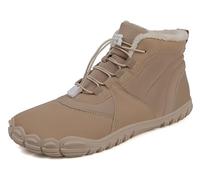Pangolin Chaussures Hiver Barefoot Fourrées Homme Femme, Bottines Minimalistes Déperlantes Antidérapantes, Chaussures de Randonnée Souples avec Lacets Élastiques, Bottes Neige Outdoor kaki 36 EU