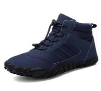 Pangolin Chaussures Hiver Barefoot Homme Femme, Bottines Fourrées Déperlantes avec Lacets Élastiques, Bottes Chaudes Outdoor Marche Randonnée Neige Marine 47 EU