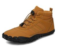 Pangolin Chaussures Hiver Barefoot Homme Femme, Bottines Fourrées Déperlantes avec Lacets Élastiques, Bottes Chaudes Outdoor Marche Randonnée Neige Jaune 45 EU