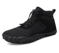 Pangolin Chaussures Hiver Barefoot Homme Femme, Bottines Fourrées Déperlantes avec Lacets Élastiques, Bottes Chaudes Outdoor Marche Randonnée Neige Noir 40 EU