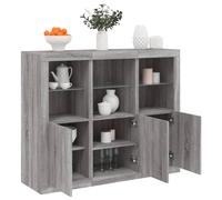 Pangshiyuan Buffet avec éclairage LED, en bois, éclairage RVB, espace de rangement, design moderne, gris béton, 163 x 37 x 67 cm, 3 pièces