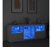 Pangshiyuan Buffet avec éclairage LED, matériau en bois, lumières RVB, espace de rangement, design moderne, chêne Sonoma, 181,5 x 37 x 100 cm, 3 pièces