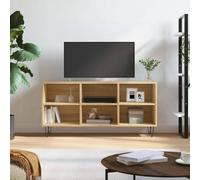 Pangshiyuan Meuble TV à 6 compartiments, matériau en bois et pieds en fer, buffet stable pour salon et chambre à coucher, chêne Sonoma, 103,5 x 30 x 50 cm
