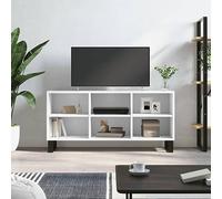 Pangshiyuan Meuble TV avec 6 compartiments et pieds en fer, armoire de rangement moderne pour salon et chambre à coucher, blanc, 103,5 x 30 x 50 cm (l x P x H)