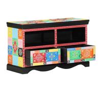 Pangshiyuan Meuble TV en bois massif de mangue avec tiroirs multicolores, design moderne, espace de rangement pour TV, commode de divertissement, rangement de salon, multicolore, 80 W x 35 D x 50 H cm