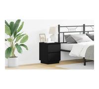 Pangshiyuan Table de chevet avec éclairage LED et 2 tiroirs, table d'appoint moderne avec fonction Soft-Close, commode de chambre à coucher, en bois noir, 39 W x 34,5 D x 50 H cm