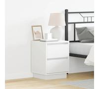 Pangshiyuan Table de chevet avec éclairage LED et 2 tiroirs, table d'appoint moderne, en MDF, blanche, commode de chambre à coucher, avec fonction Soft-Close, 39 W x 34,5 D x 50 H cm