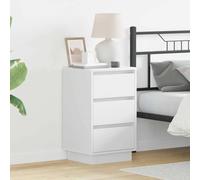 Pangshiyuan Table de chevet avec éclairage LED et espace de rangement, table d'appoint moderne en bois blanc, lampe de chevet pratique, idéale pour chambre à coucher, chambre d'amis, 39 W x 34,5 D x