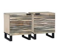 Pangshiyuan Table de chevet en bois massif avec porte à charnière, design ondulé et espace de rangement, meuble de chambre à coucher, naturel, 40 W x 33,5 D x 46 H cm